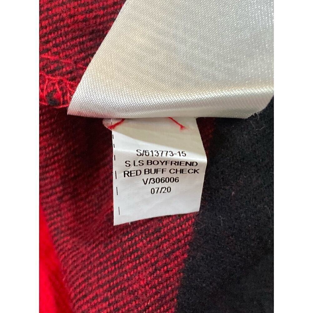New Old Navy Button Up Flannel Woman’s Boyfriend Fit Red Buffalo Check Size L - Picture 8 of 9